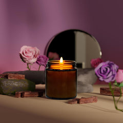 Veiuwa soy candle jar with warm glow for mood setting
