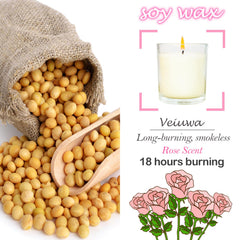 Veiuwa wood-lid glass candle 6 oz for a clean burn and ambience.