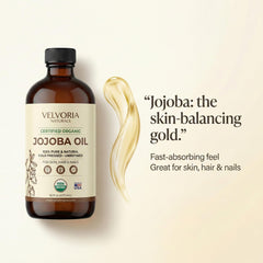 Jojoba oil on the face shows a fast-absorbing, non-greasy finish.