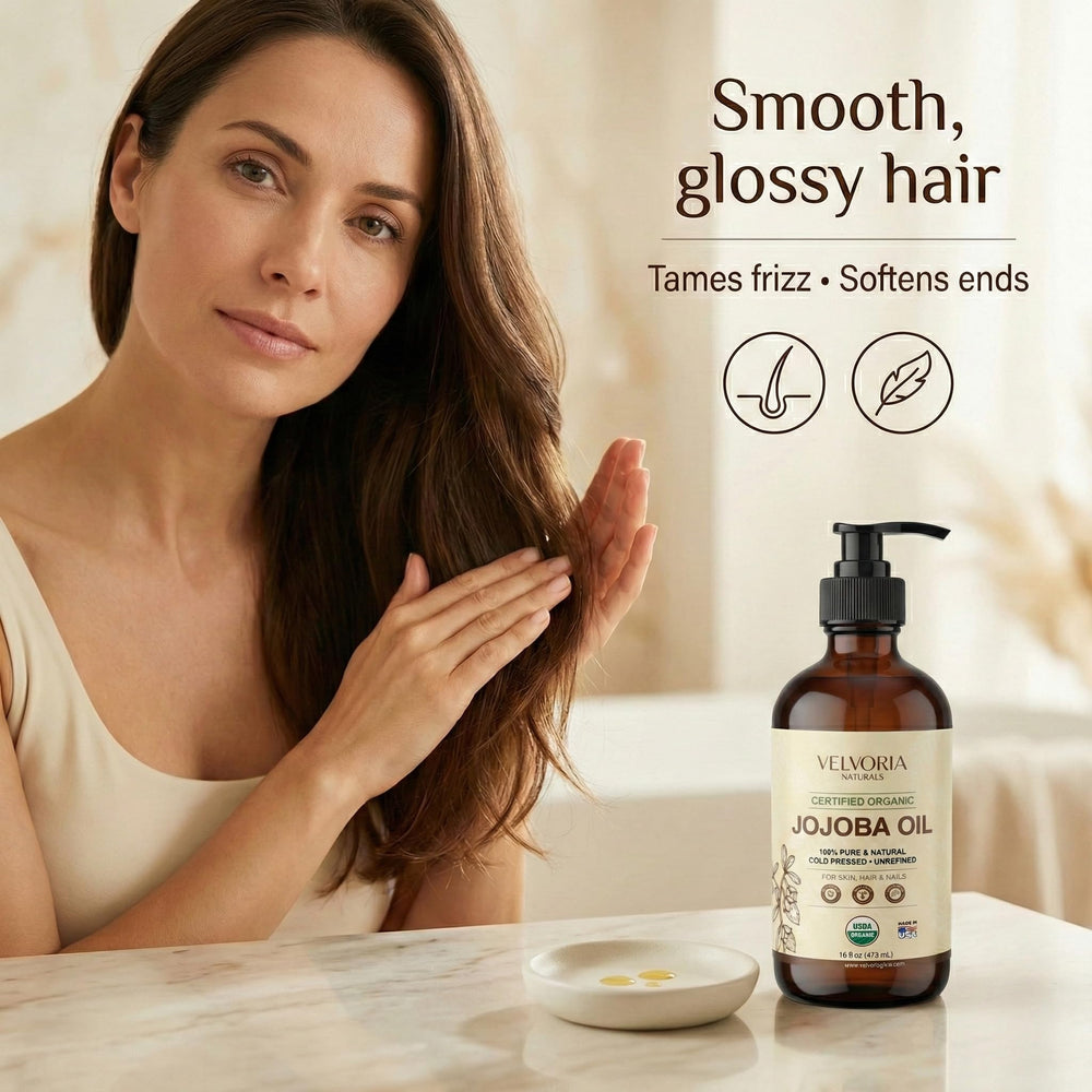 Origin label notes Israel-sourced cold-pressed jojoba oil from Velvoria Naturals.