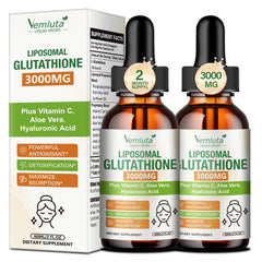 Vemluta 2 pack bottle with liposomal glutathione drops for daily antioxidant support