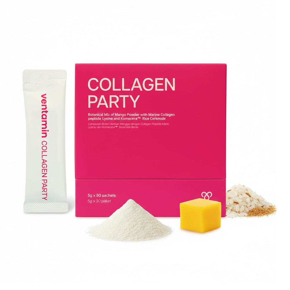 Ventamin Collagen Party mango sachet pack for easy daily use and hydration