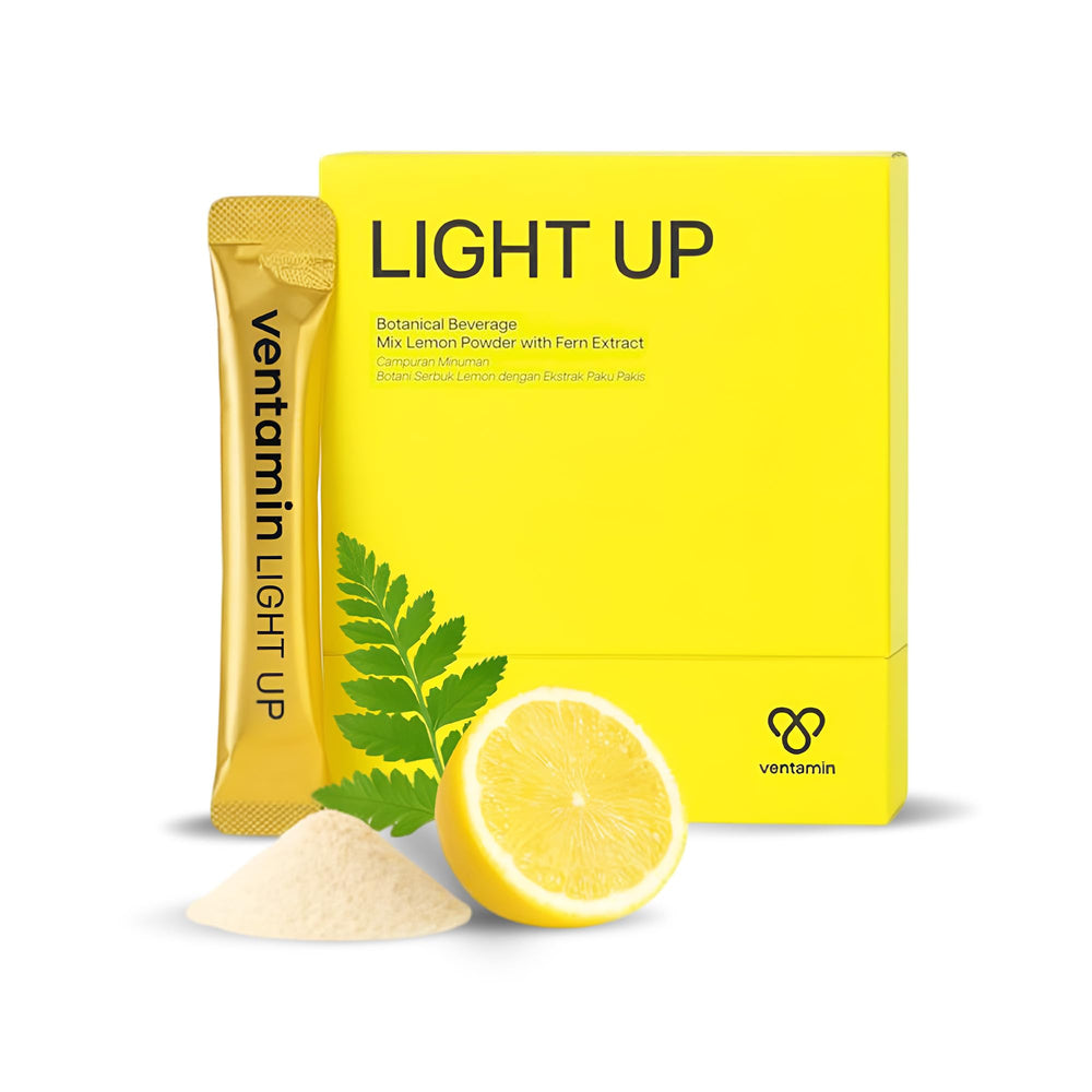 Ventamin Light Up bottle pour for daily antioxidant support.