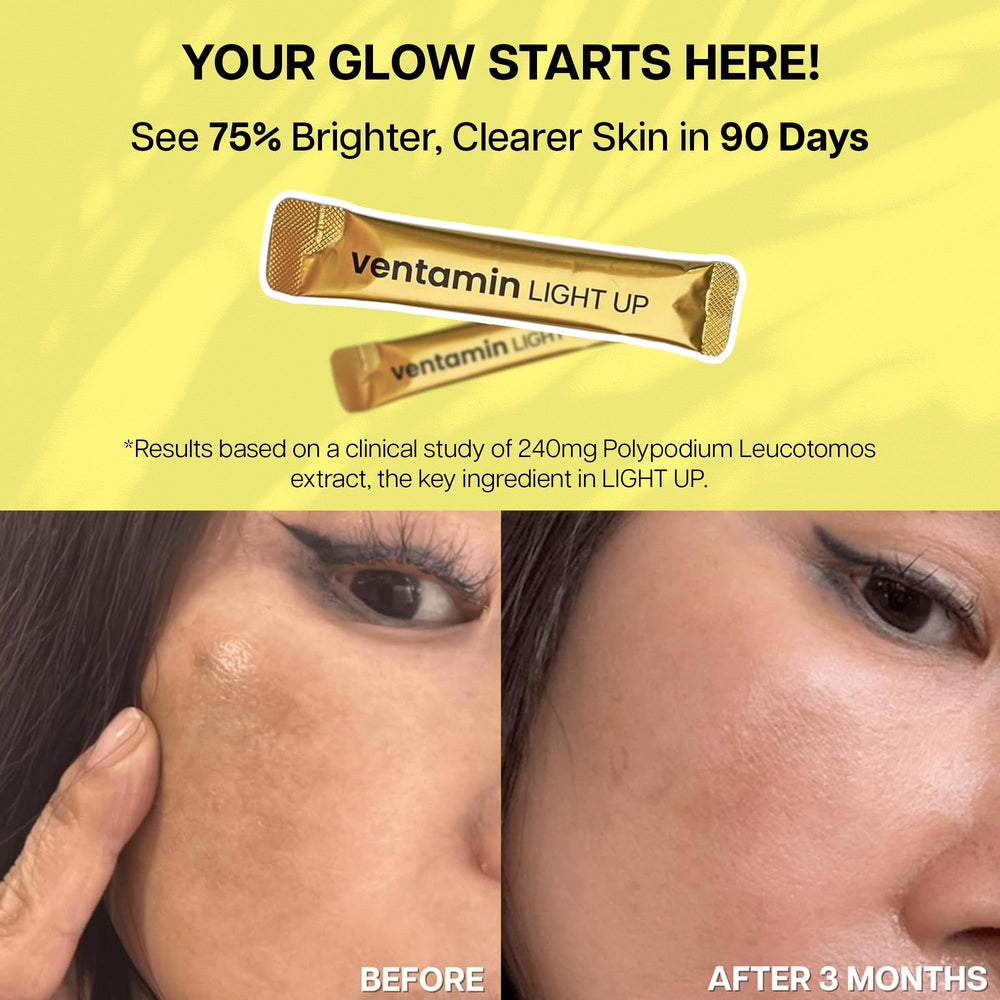 Close-up of fern and pine bark ingredients on Ventamin packaging.