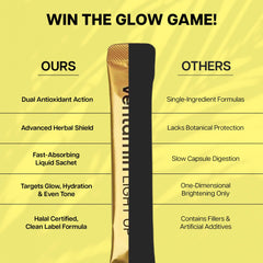 Teacup beside Ventamin Light Up sachets for morning ritual.