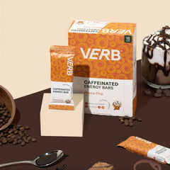 Verb Caffeinated Energy Bar Mocha Chip ingredients spread highlights oats and green tea caffeine.