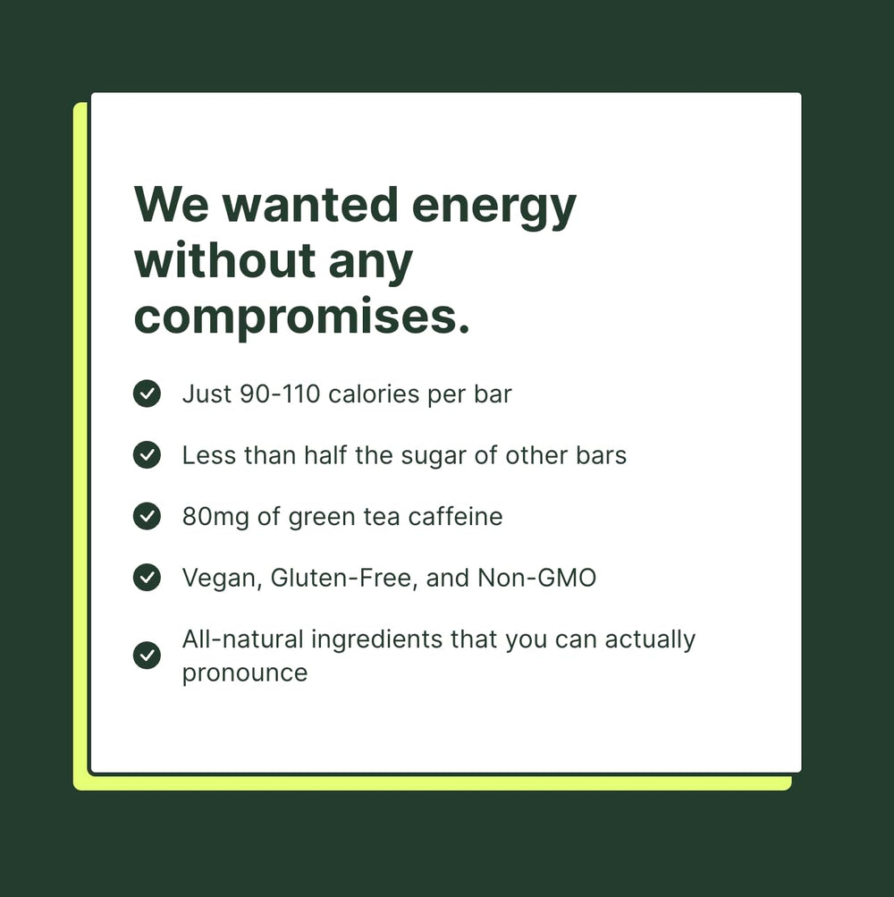 Caffeine lift from Verb Energy Bar with 80 mg per bar, espresso-like energy.