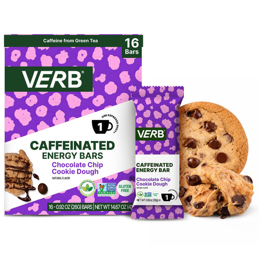 Verb Energy Bar Chocolate Chip Cookie Dough pack on display for on the go energy