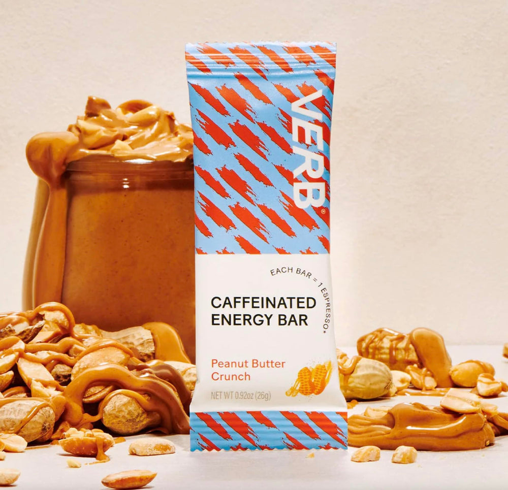 On-the-go Verb Energy Bar snack ready for travel, work, or study.