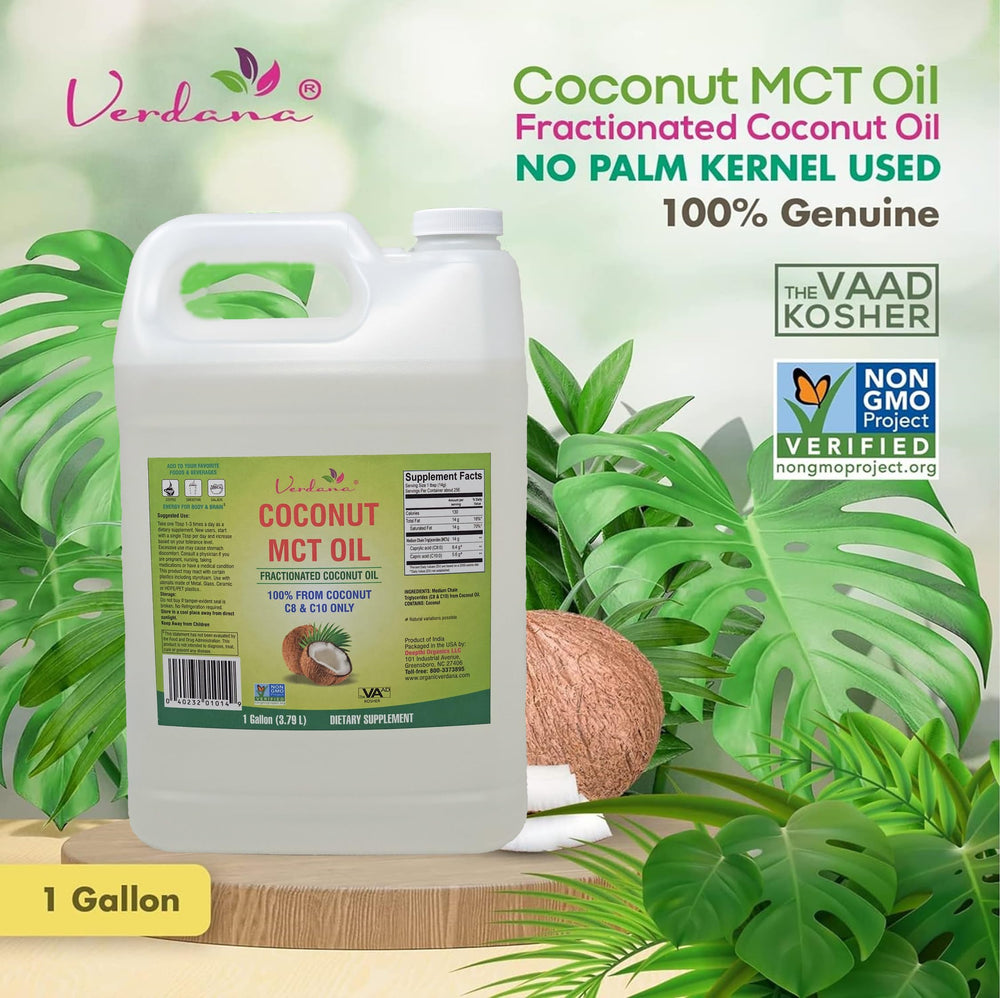Verdana MCT Oil label closeup showing coconut origin and quality
