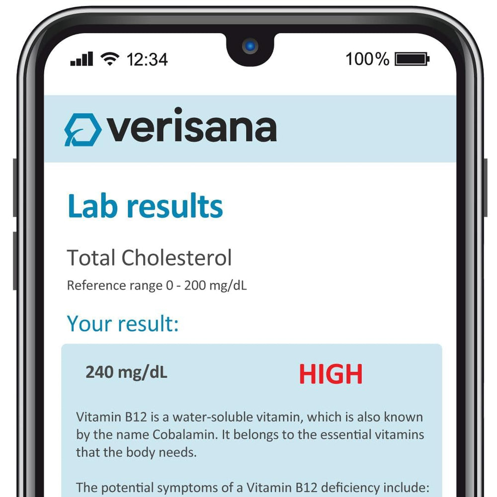 Verisana lab analysis report download screen showing clear, actionable results.