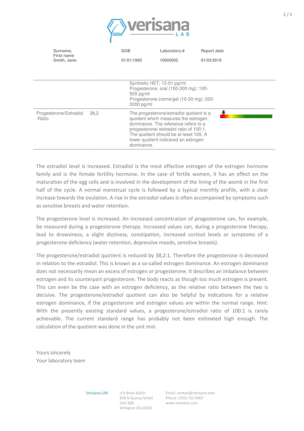 Verisana results available in your account with downloadable report.