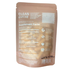 Verso Clean Being label close-up showcasing vegan formula for vitality