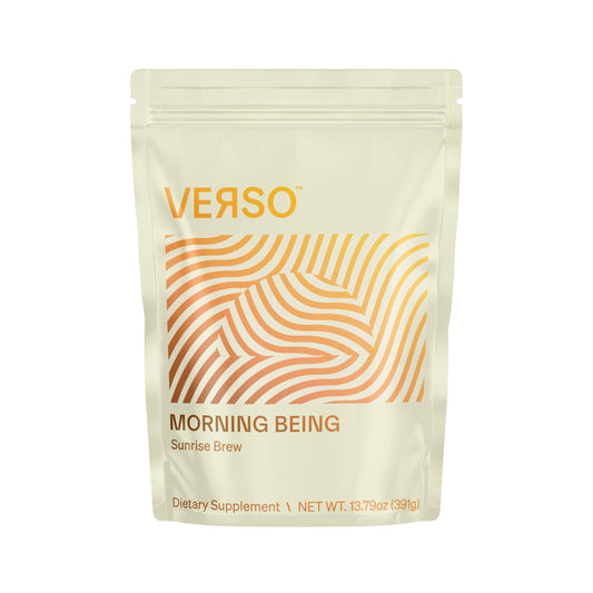 Verso Morning Being powder scoop ready to mix for a balanced energy lift.