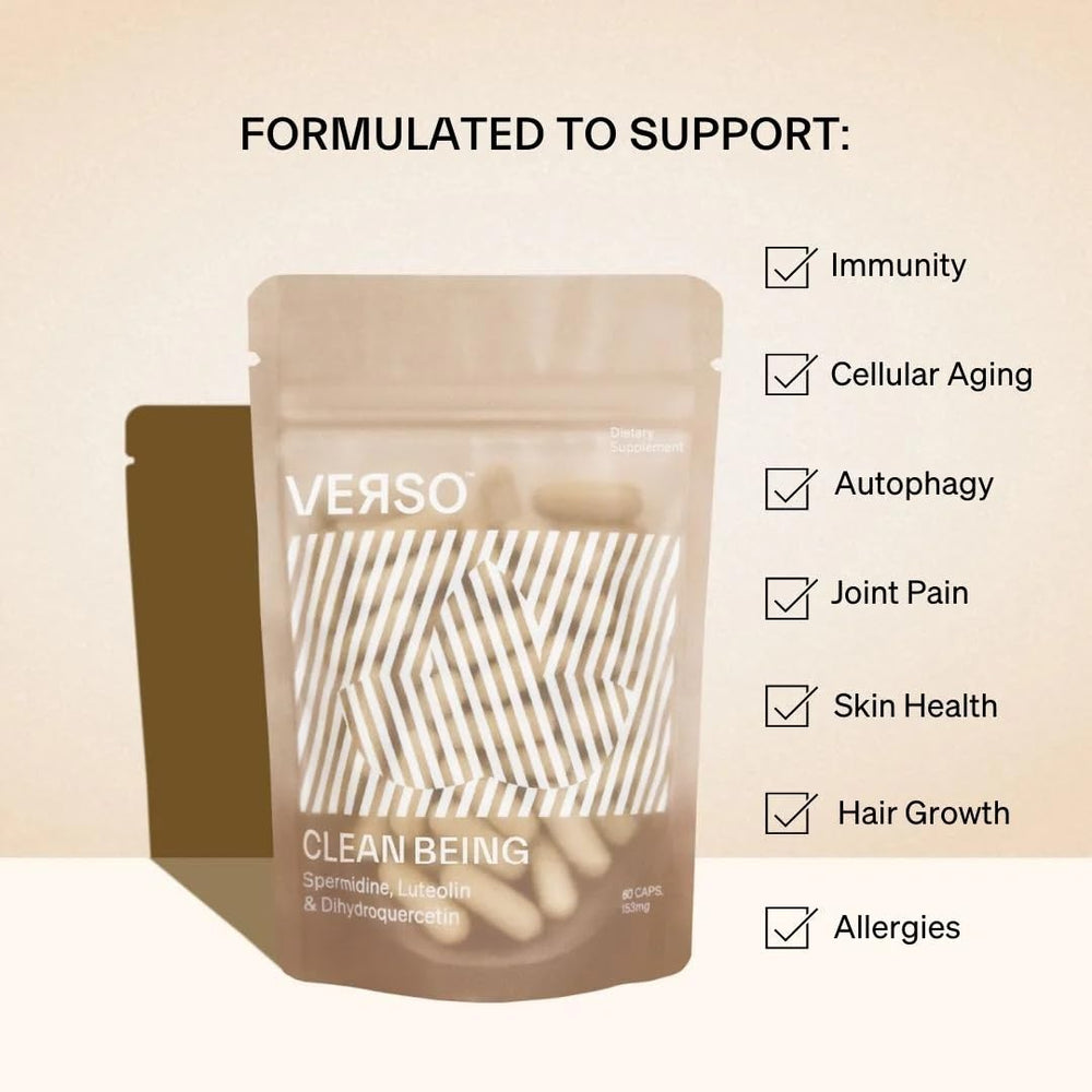Verso vegan senolytic packaging ready for your daily routine