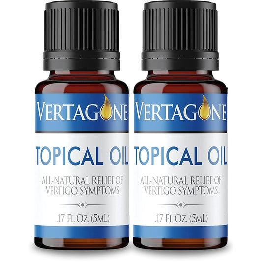 Vertagone Topical Oil bottle with dropper ready for vertigo relief.