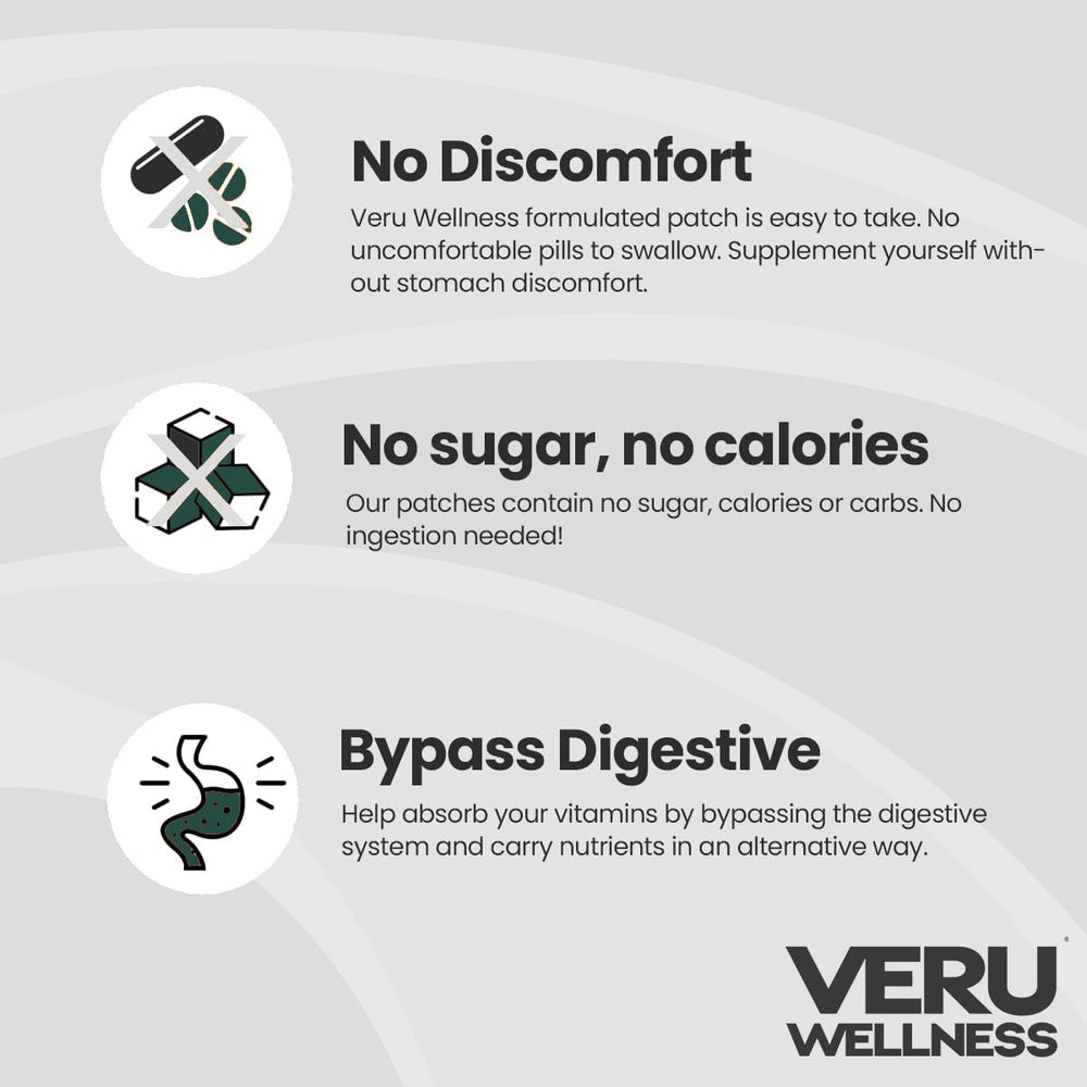 Veru Wellness bariatric immune patch on skin demonstrates discreet daily wear for post-op routines.