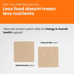Veru Wellness patch in use on hip area showing hands-free nutrition.
