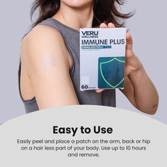 Veru Wellness patch overnight use demonstrates simple placement on shoulder or back for convenience.