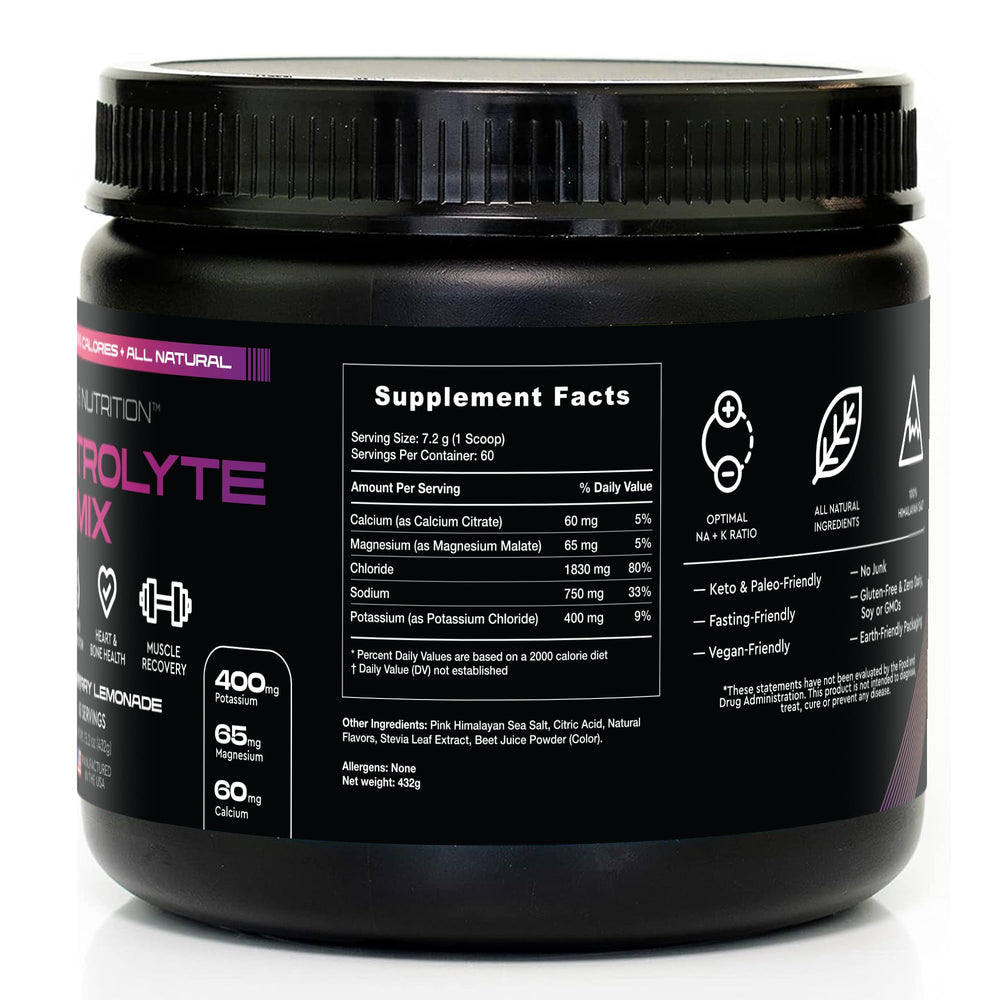 VERUS NUTRITION Mixed Berry electrolytes powder close-up with vibrant color and flavor.