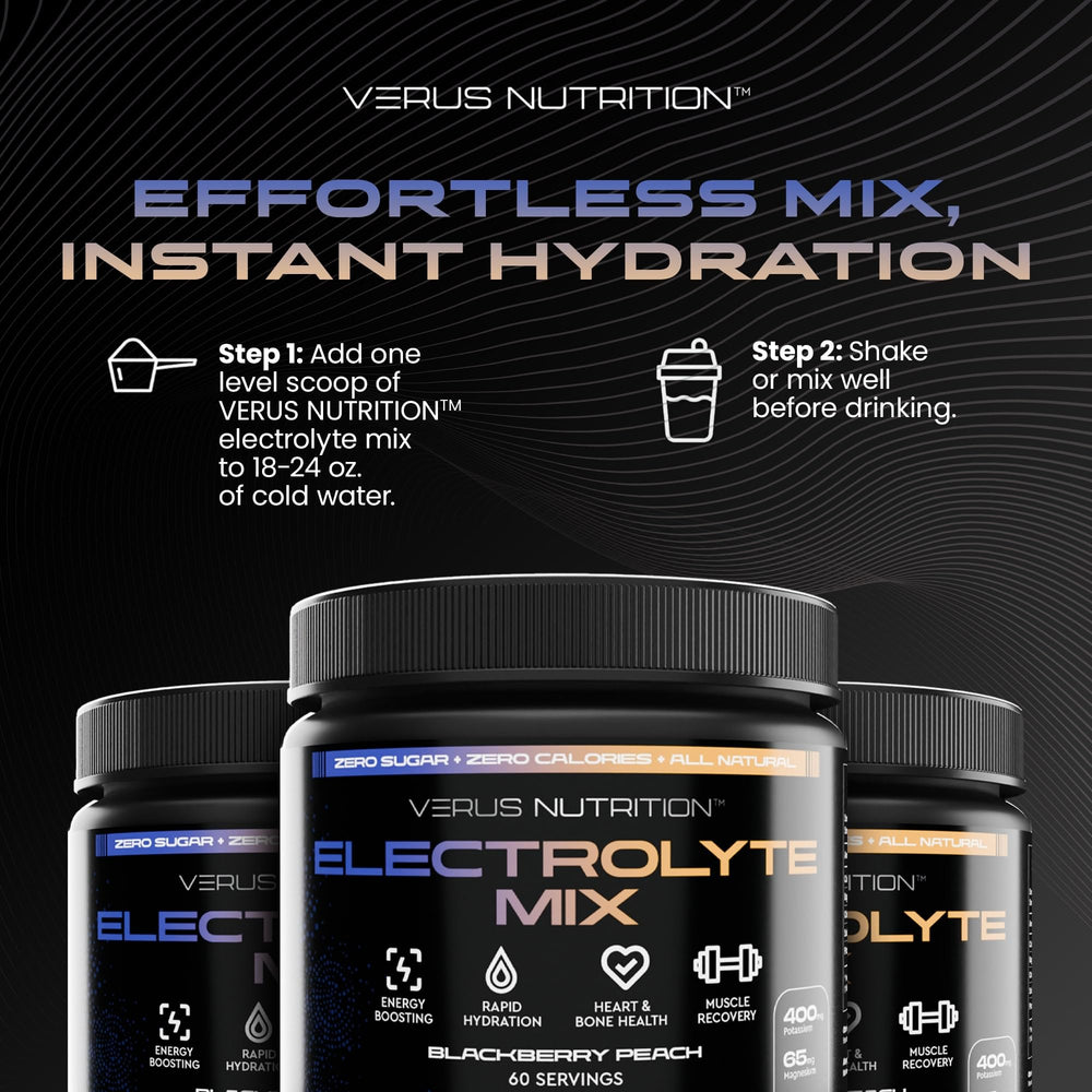 Vegan and keto friendly VERUS NUTRITION electrolyte powder supports daily hydration