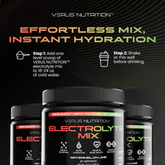 VERUS NUTRITION electrolyte mix being stirred for summer hydration.