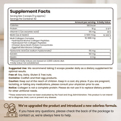 VEV Multi Collagen Powder nutrition facts on the bag for daily support.