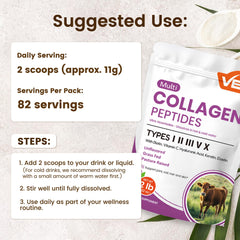 VEV collagen powder dissolving in smoothie for convenient daily use.