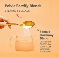Woman in bathroom scene demonstrates easy daily routine with Vevoec Gynable UROCollagen