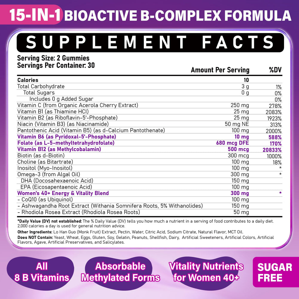 Veyttisy methylated B-complex gummies close-up with peach flavor