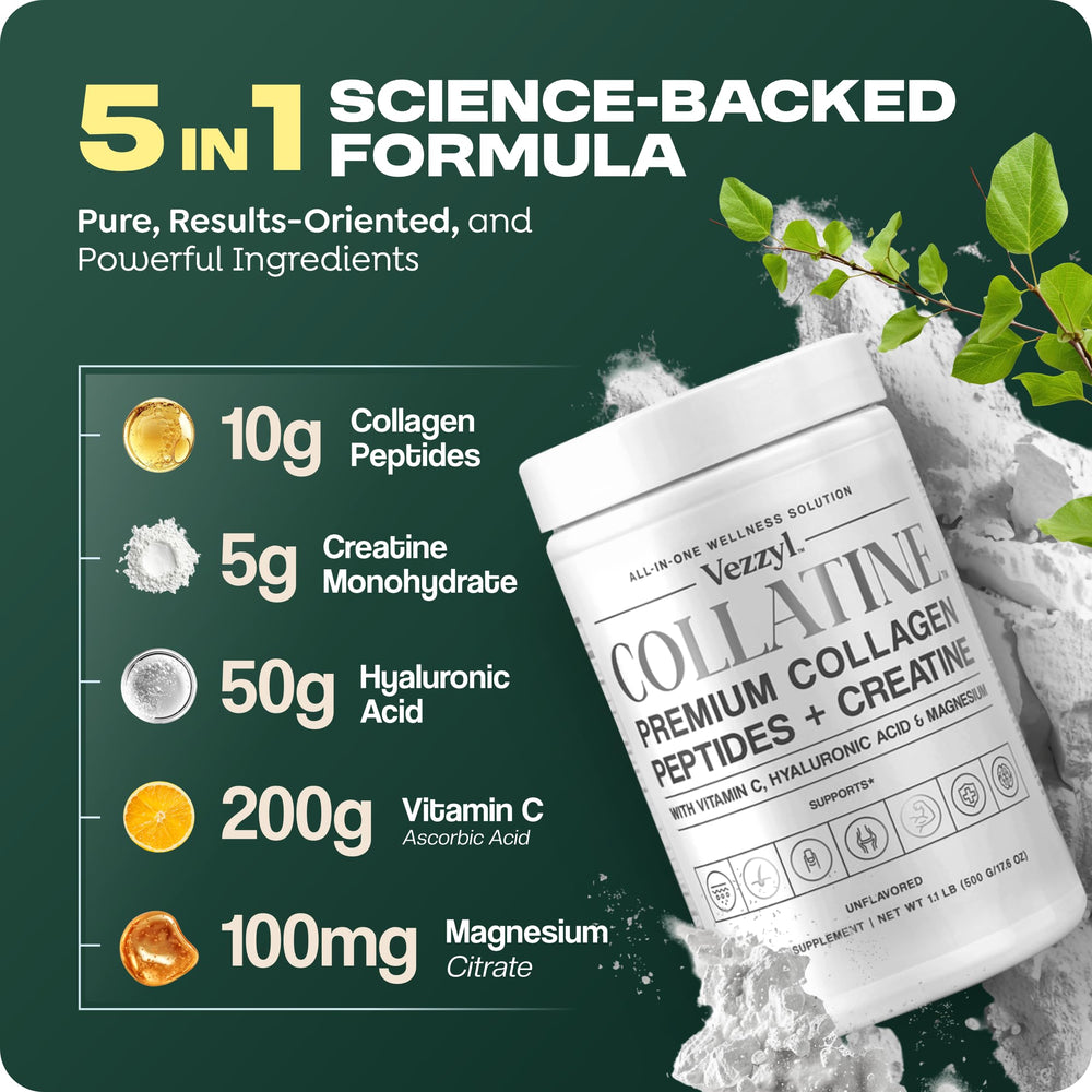 Vezzyl Collatine label closeup highlighting ingredients for serving