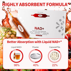 Vffiek NAD+ liquid label focus conveys purity and quality.