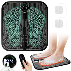 VFU TENS device with foot pads for targeted pain relief and temporary leg comfort.