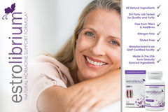 VH Nutrition Estrolibrium bottle front showcases commitment to women's health and convenience.