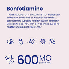 VHC Benfotiamine serving guidance showing two capsules per serving.