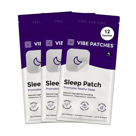 VIBE PATCHES Sleep Patch applied to the arm for a calm nighttime routine