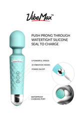 VibeMax turquoise travel pouch keeps massager organized