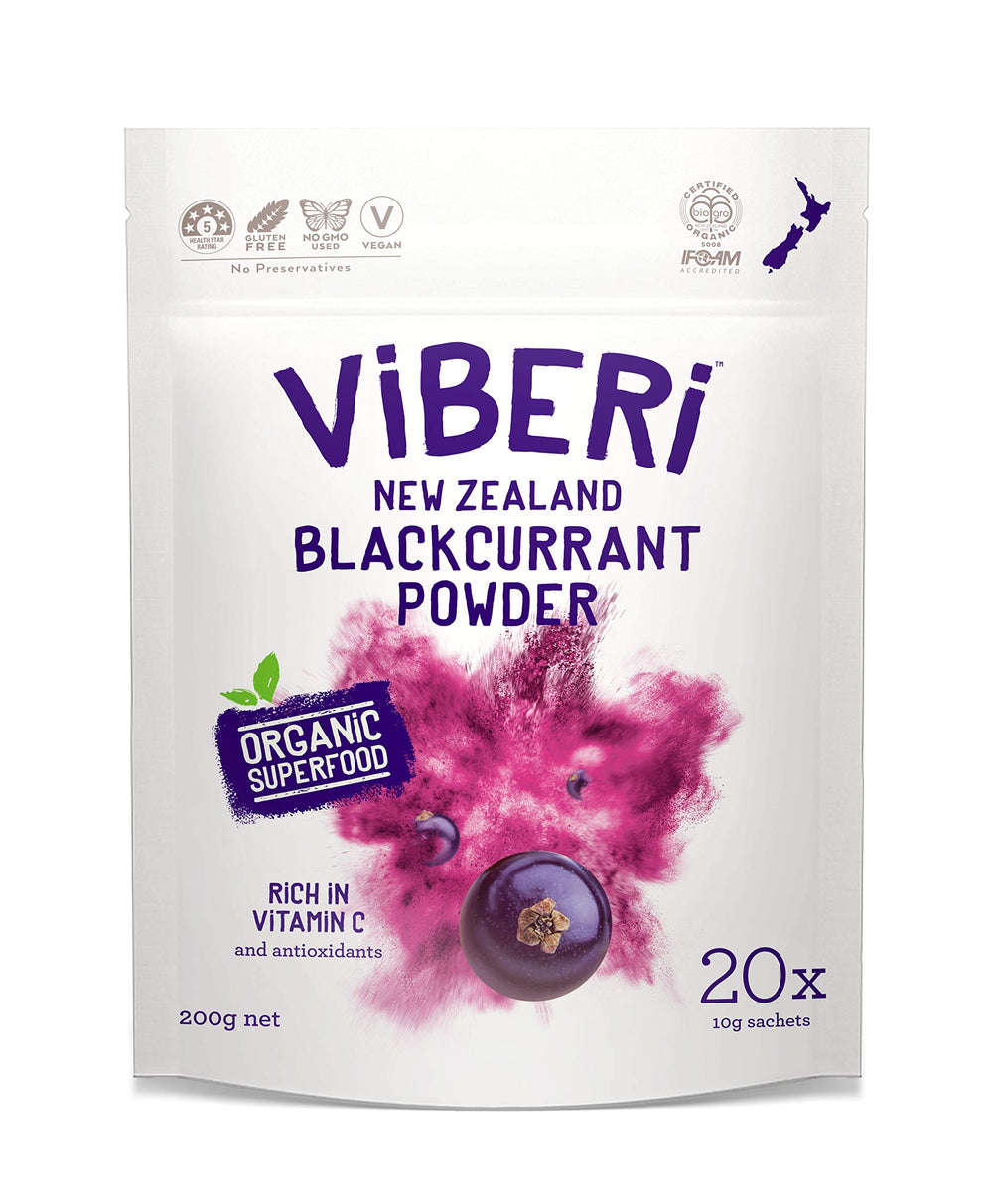 ViBERi Organic Blackcurrant Powder 20 sachets for convenient daily vitamin C.