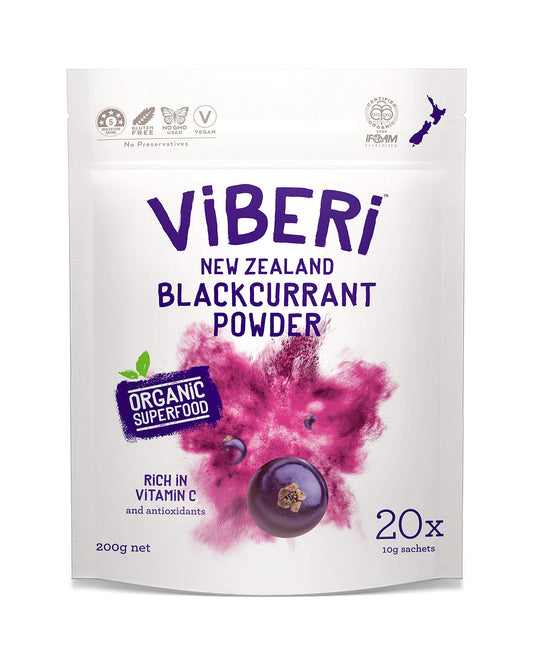 ViBERi Organic Blackcurrant Powder 20 sachets for convenient daily vitamin C.