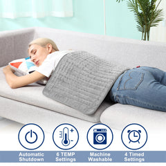 VIBOOS heating pad temperature dial showing six heat levels for customizable comfort