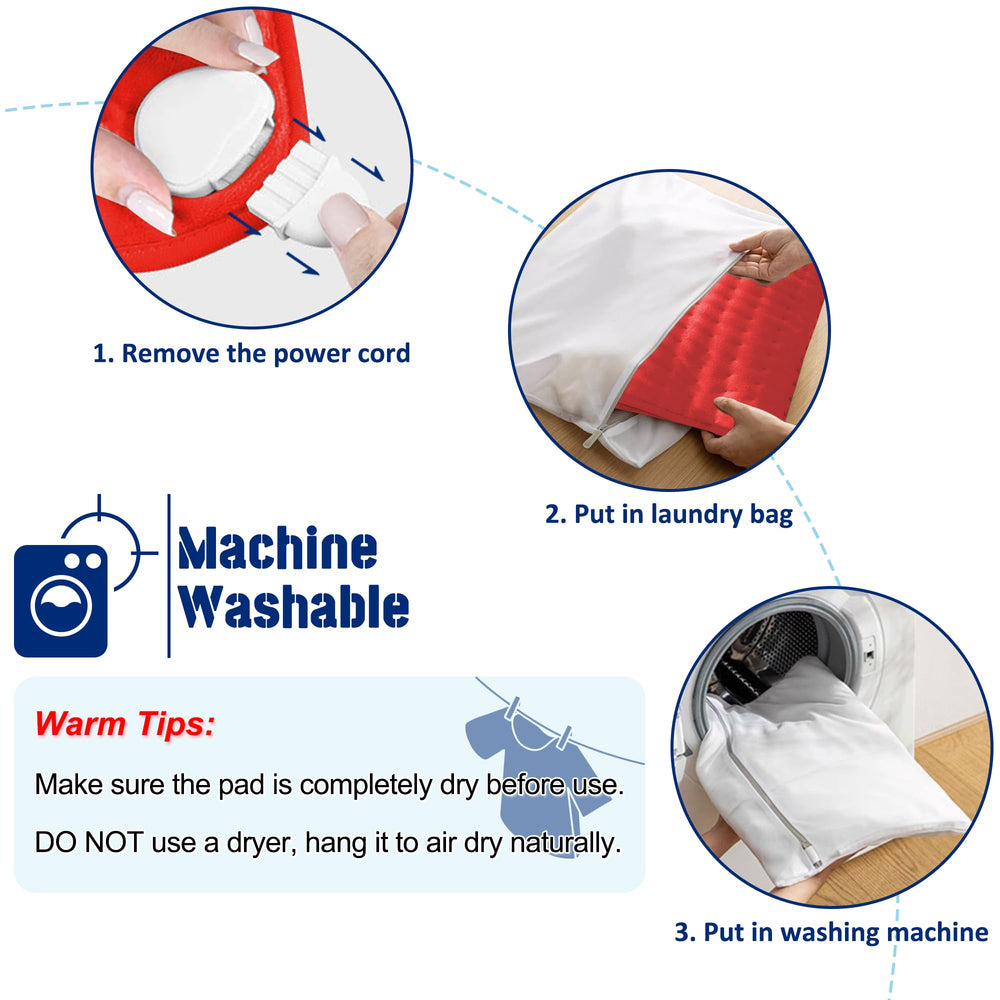 VIBOOS heating pad being wiped for easy cleaning and maintenance