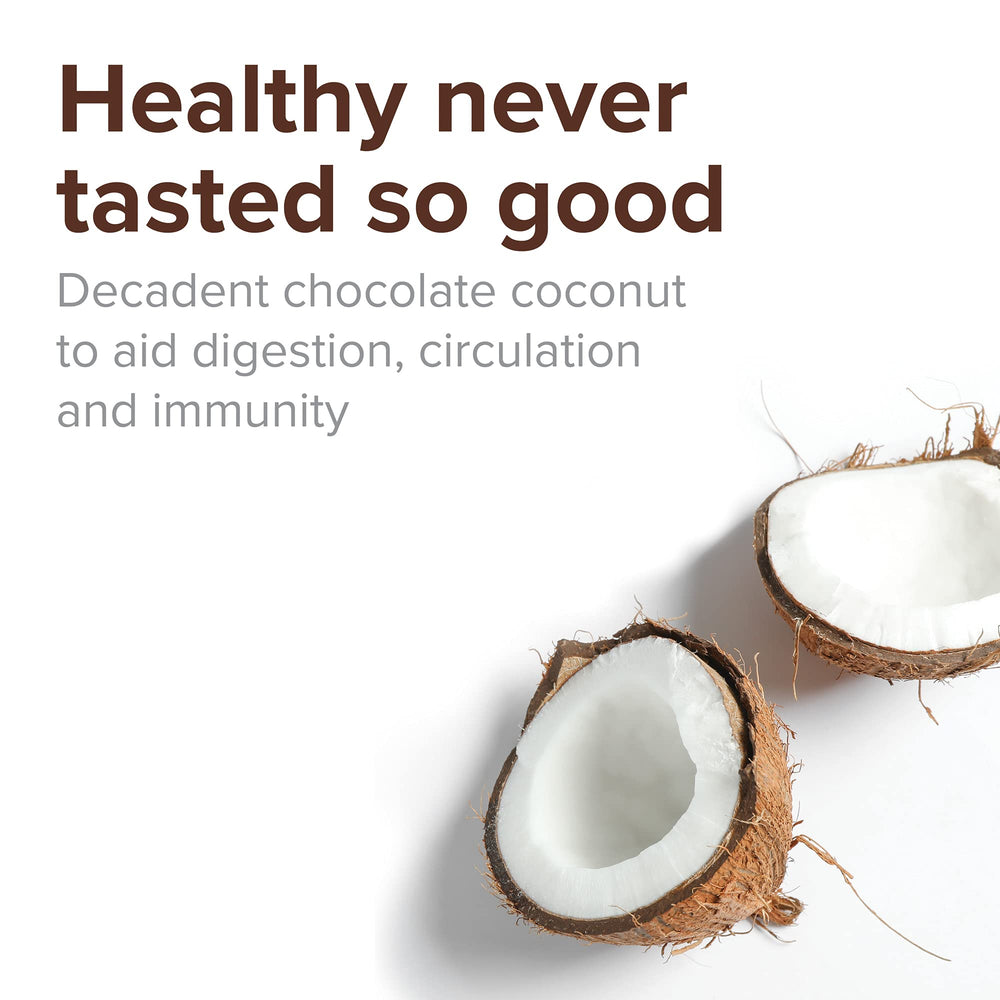 Mixing Green Vibrance chocolate coconut in a glass for nutrition