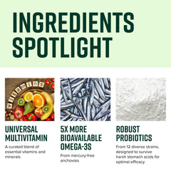 Vibrant Health Trilogy probiotic close-up highlights 20B CFUs for gut health support.