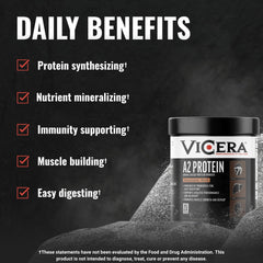 Vicera A2 Protein Powder gluten free badge on container