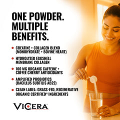 VICERA scoop beside glass ready for quick mix