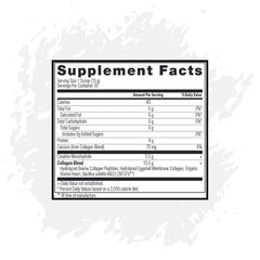Close-up of ingredients label on VICERA Creatine and Collagen Powder tub.