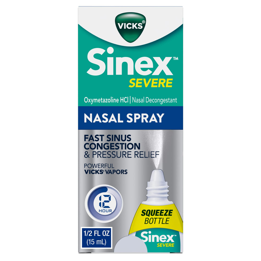 Vicks Sinex Severe nasal spray bottle for fast congestion relief