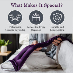 Victoria's Lavender neck wrap with lavender buds offers gentle aroma during use