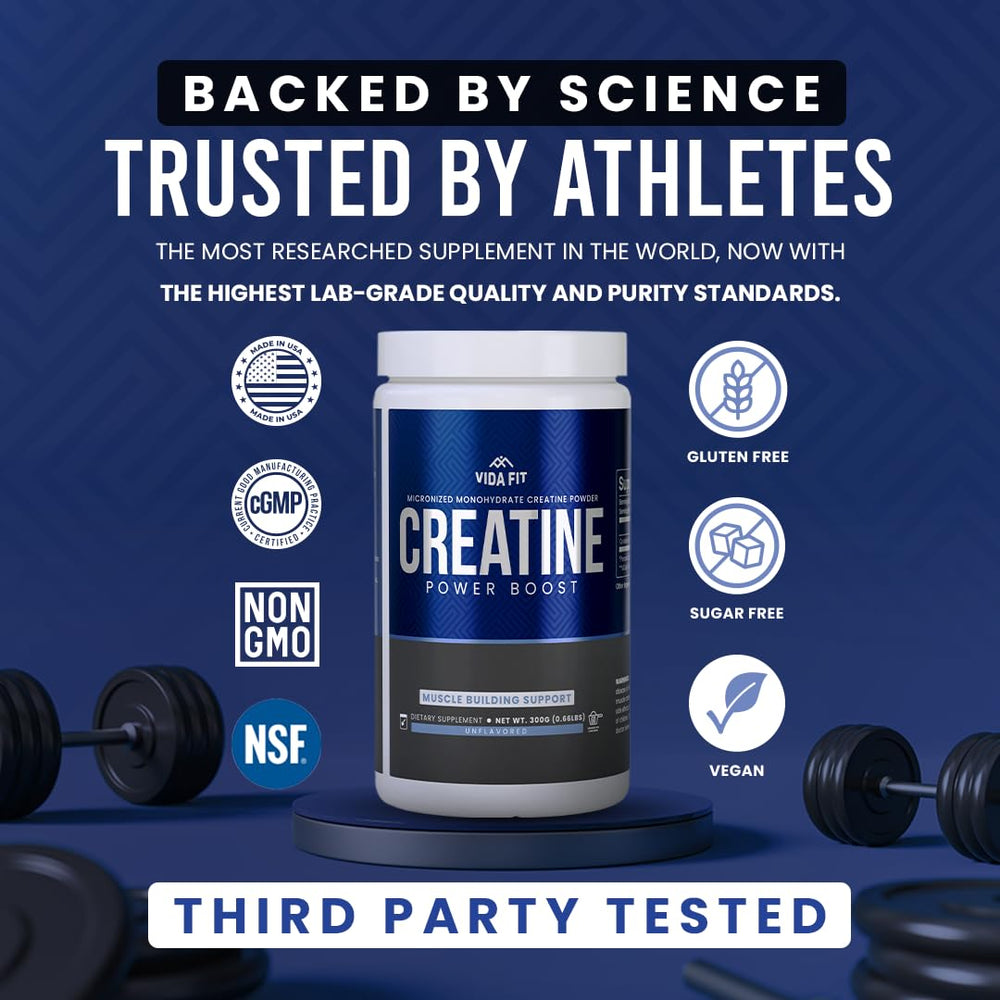 Vida Fit creatine powder dissolving in water demonstrates smooth mixing with no clumps.