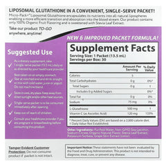 Vida Lifescience Aurora glutathione packets side view highlighting travel-friendly format.